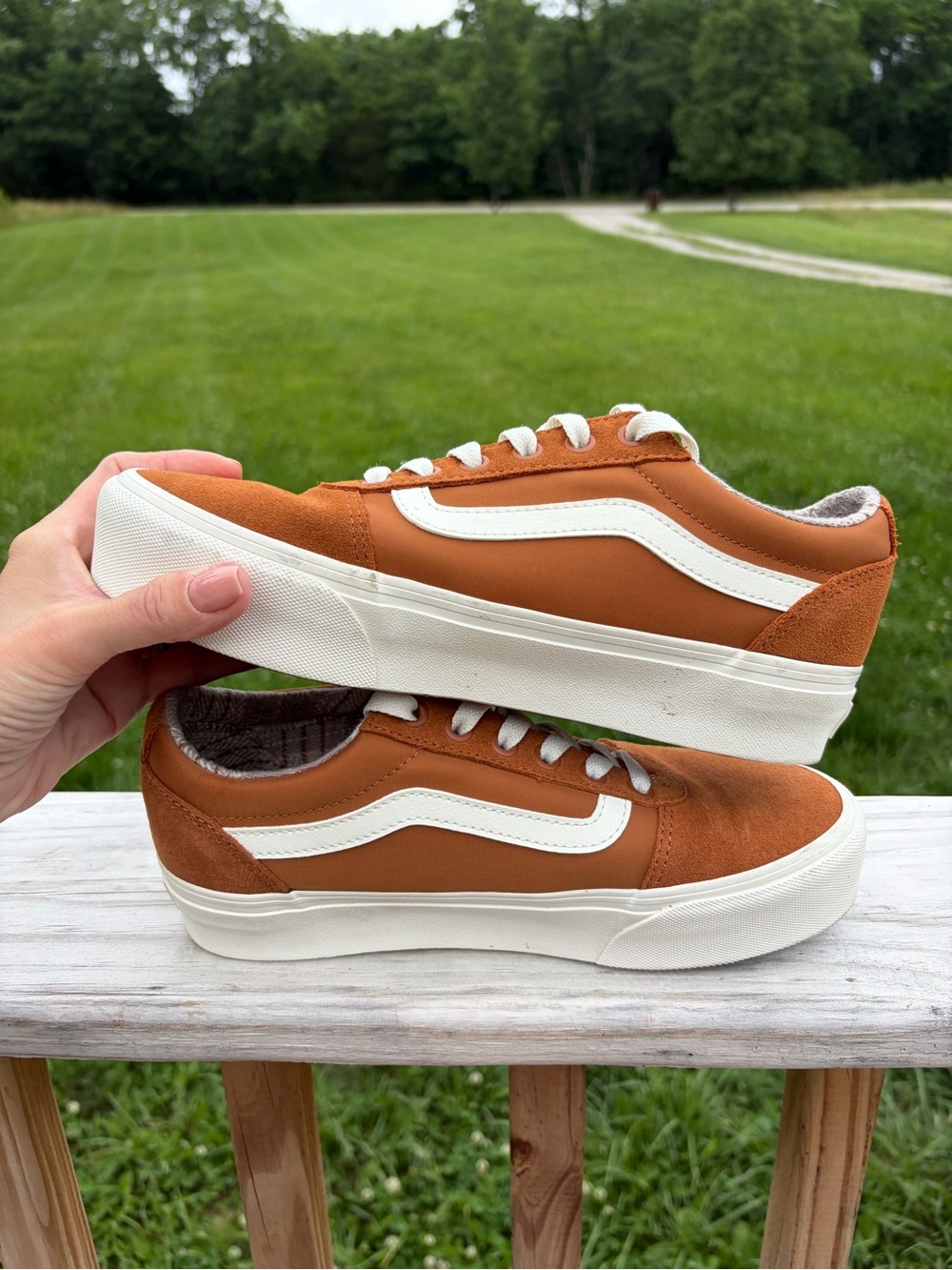 Womens Vans Ward Platform Plaid Lined Glazed Ginger Sneakers Shoes Size 8 - Picture 8 of 12